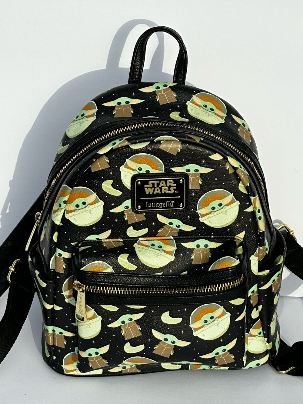 Loungefly Black Grogu Pattern Mini Backpack - Picture 2 of 10